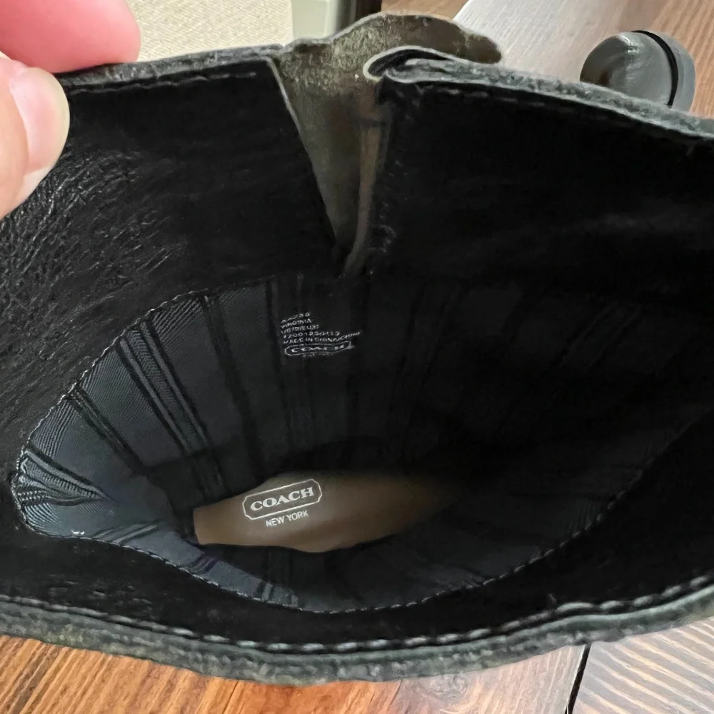 NEW - COACH Virginia Black Leather Mid Calf Boots Sz 7 - Picture 3 of 6